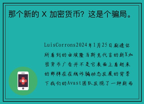 那个新的 X 加密货币？这是个骗局。